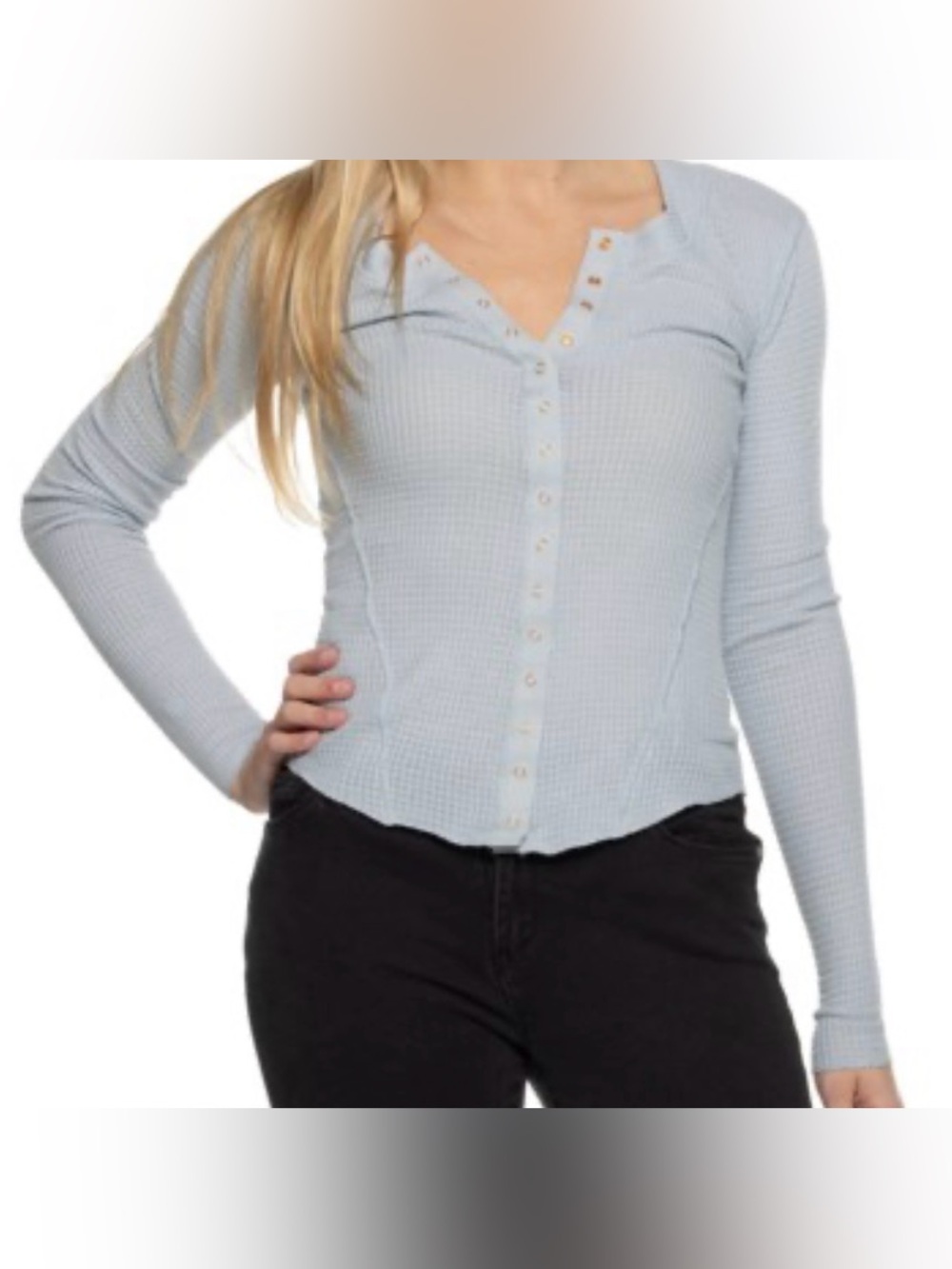 Free People•Going Places Cardigan Shirt - Snap•Pearl Blue•Size S•NWT